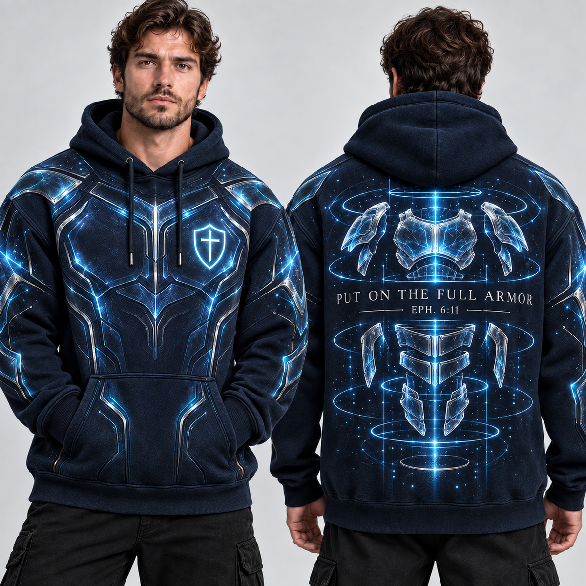 Put On The Full Armor Ephesians 6:11 Christian Hoodie – Midnight Blue