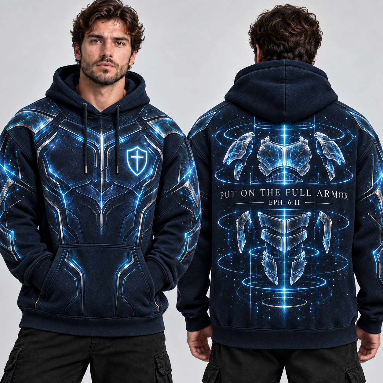 Put On The Full Armor Ephesians 6:11 Christian Hoodie – Midnight Blue