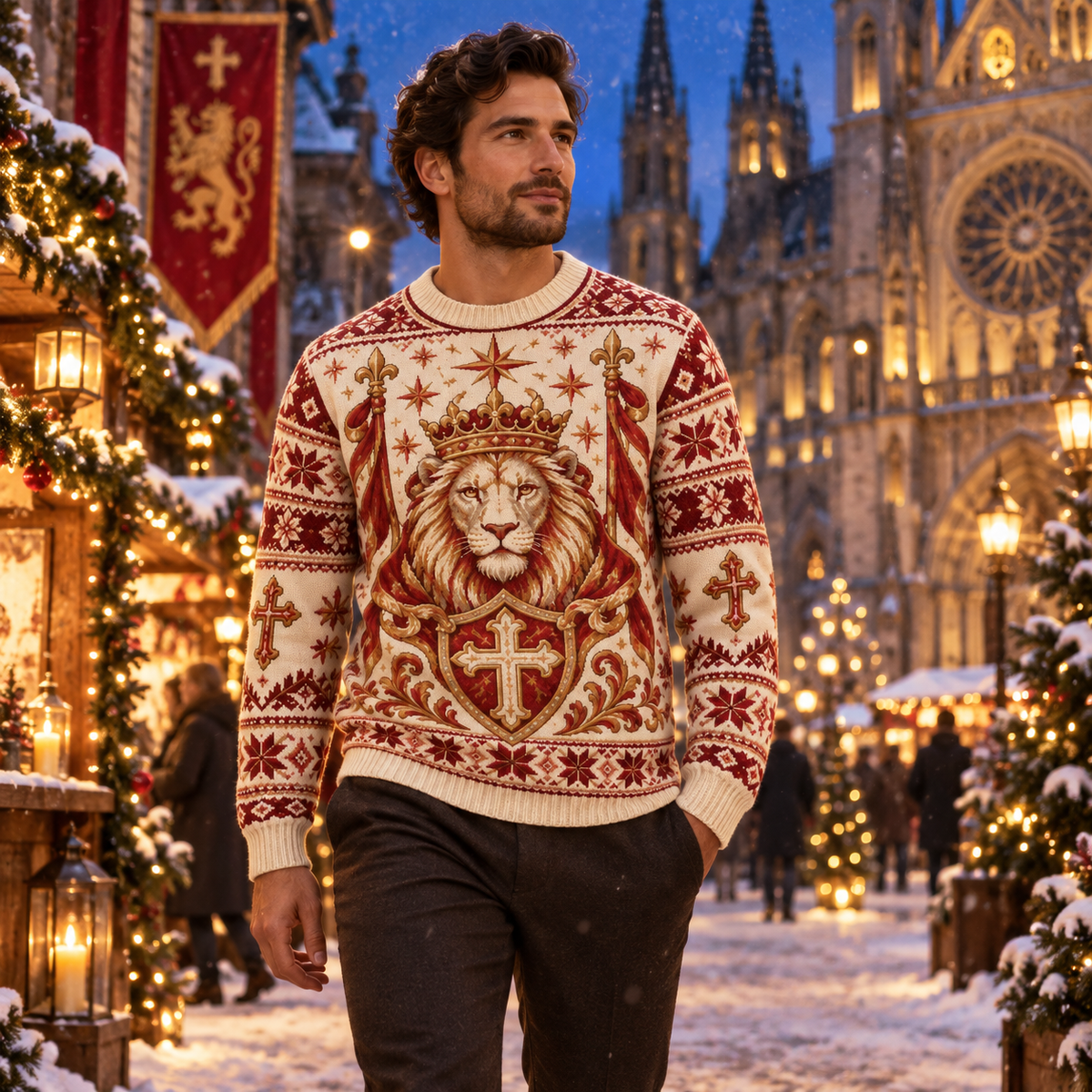 Lion of Judah Banner of Victory Red Christian Sweater