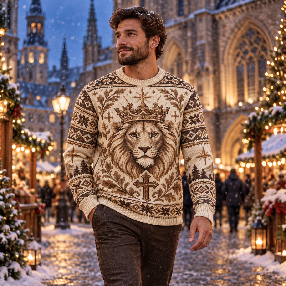 Lion of Judah Mountain of Faith Vintage Christian Sweater