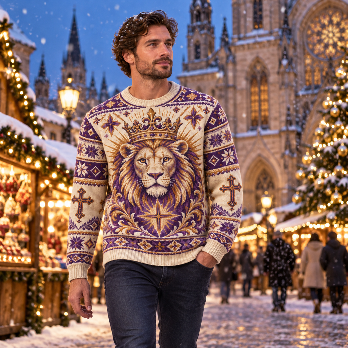Lion of Judah Royal Purple Kingdom Christian Sweater
