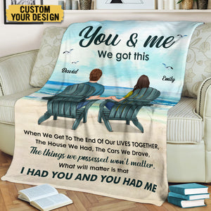 You & Me Couple Sitting Beach View - Personalized Blanket - Meaningful Gift For Valentine - Giftago