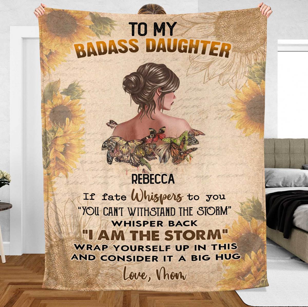 To My Badass Daughter - Personalized Blanket - Meaningful Gift For Birthday - Giftago