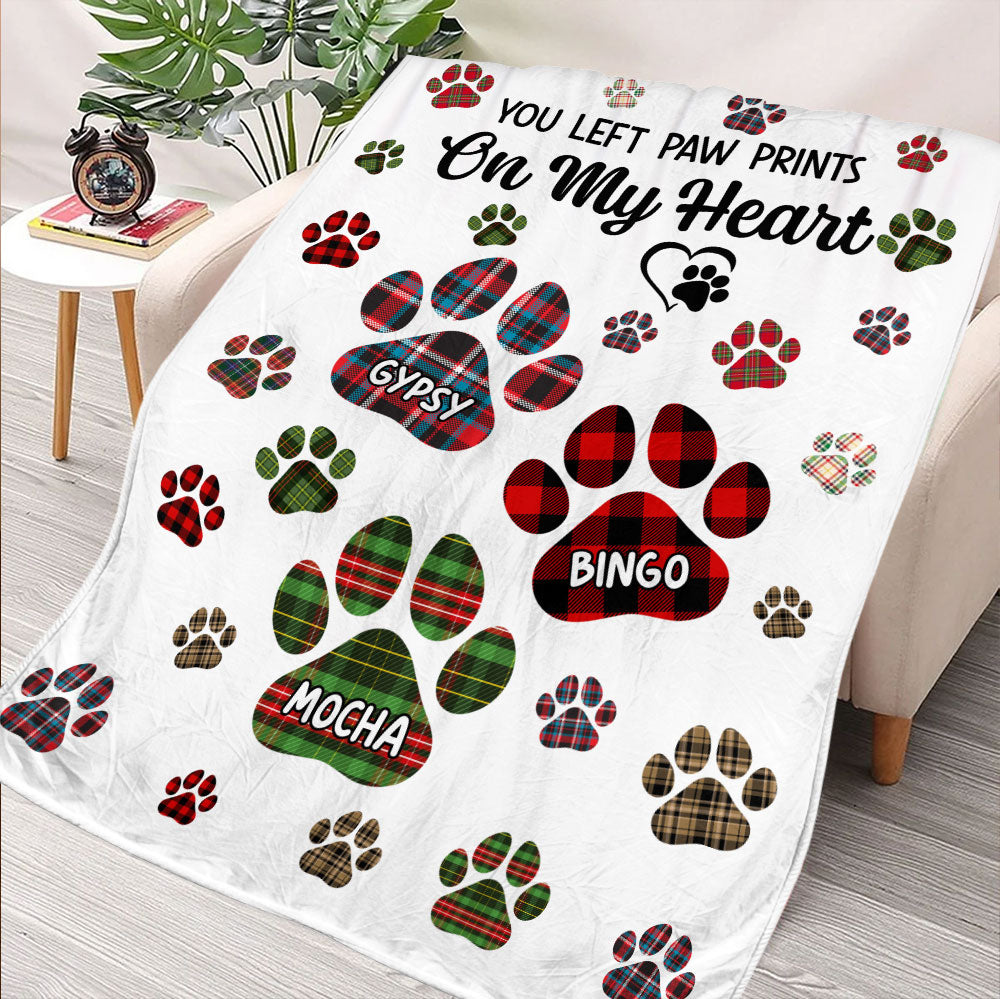 You Left Paw Prints On My Heart Blanket - Personalized Blanket