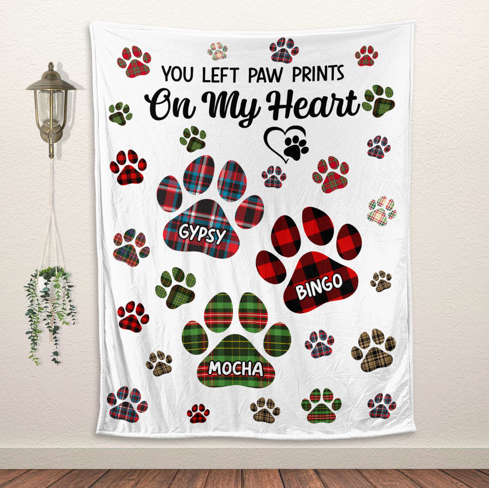 You Left Paw Prints On My Heart Blanket - Personalized Blanket