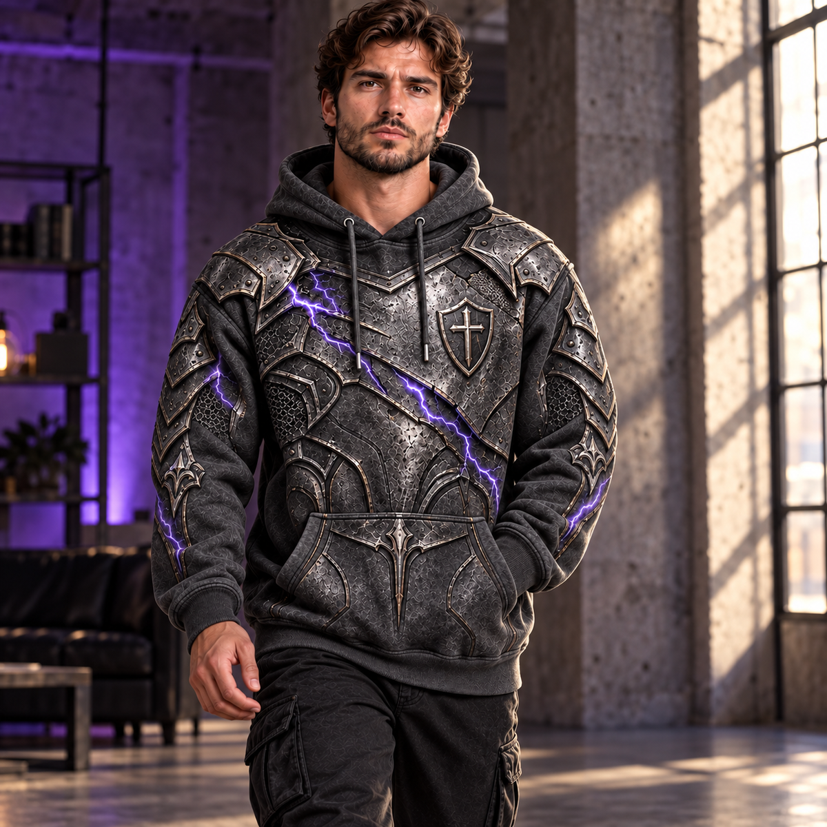 Be Strong Ephesians 6:10 Christian Armor Hoodie – Storm Forged