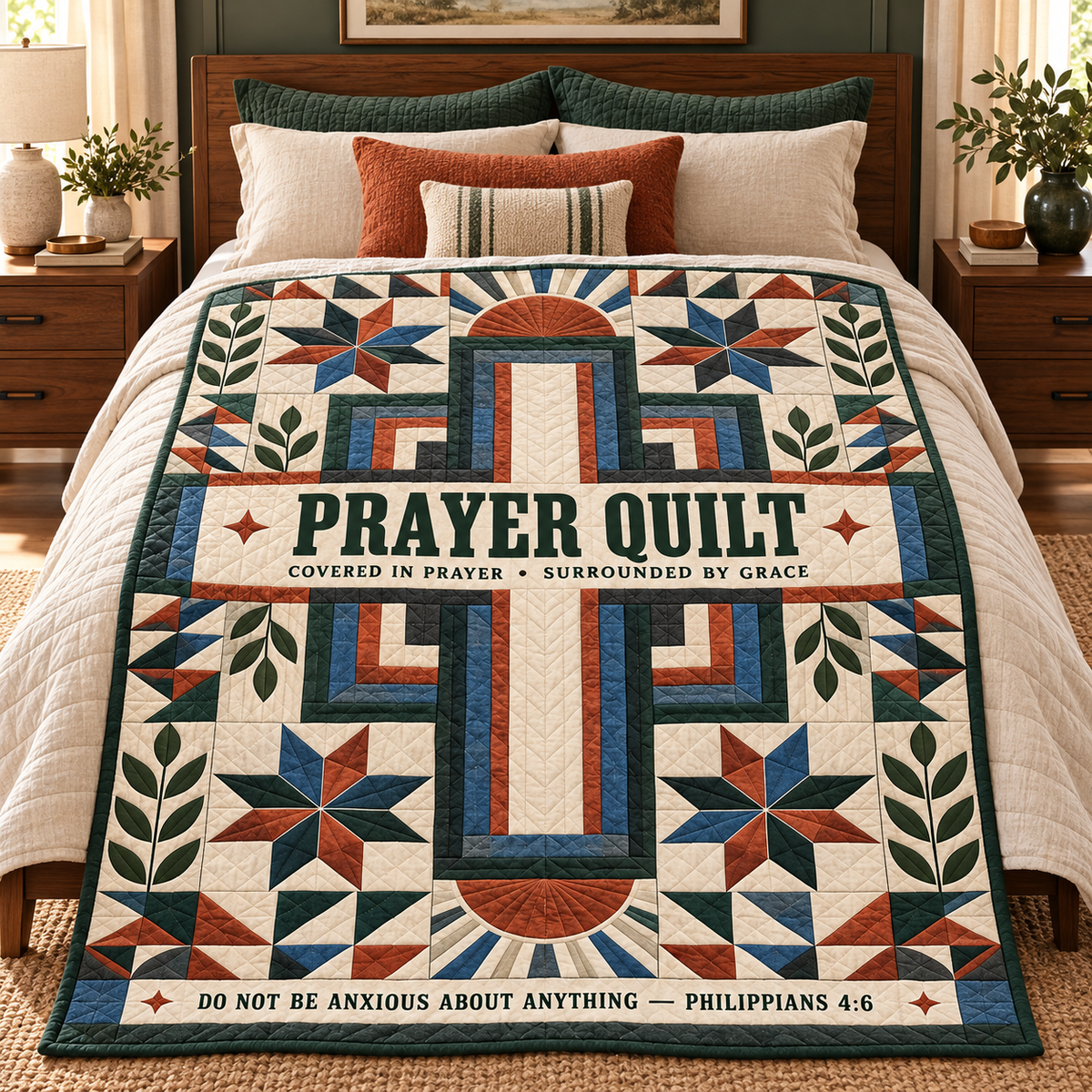 Prayer Quilt – Covered in Prayer Heritage Cross Christian Blanket
