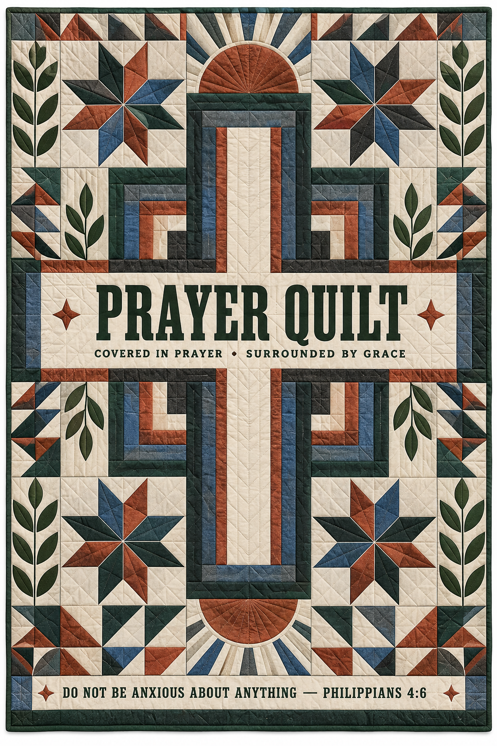 Prayer Quilt – Covered in Prayer Heritage Cross Christian Blanket