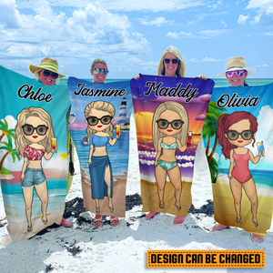 Chibi Lady - Personalized Beach Towel - Best Gift For Summer - Giftago