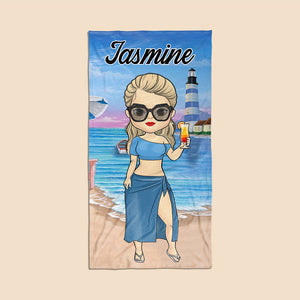 Chibi Lady - Personalized Beach Towel - Best Gift For Summer - Giftago