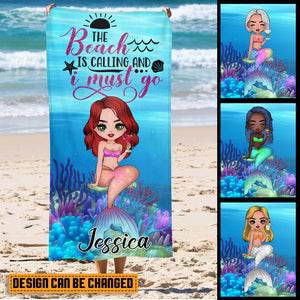 The Beach Is Calling And I Must Go - Personalized Beach Towel - Best Gift For Summer - Giftago