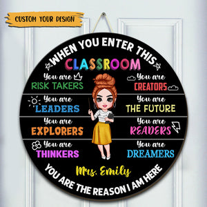 When You Enter This Classroom (Version 3) - Personalized Circle Wooden Sign - Best Gift For Teacher - Giftago