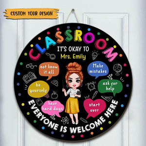 When You Enter This Classroom - Personalized Circle Wooden Sign - Best Gift For Teacher - Giftago