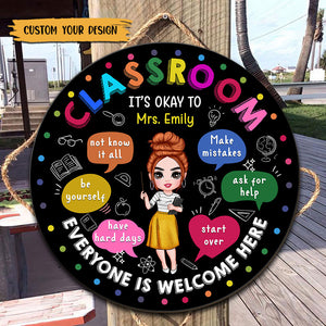When You Enter This Classroom - Personalized Circle Wooden Sign - Best Gift For Teacher - Giftago