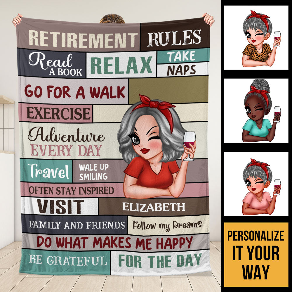 Retirement Rules Do What Makes Me Happy Blanket - Personalized Blanket