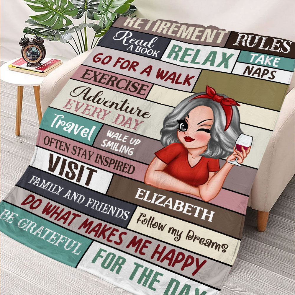 Retirement Rules Do What Makes Me Happy Blanket - Personalized Blanket