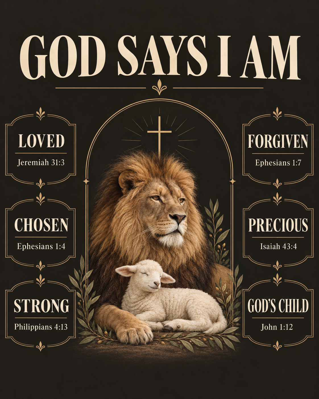 God Says I Am – Lion & Lamb Classic Christian Blanket