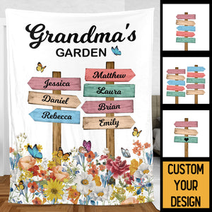 Grandma's Garden (Version 2) - Personalized Blanket - Best Gift For Grandma - Giftago