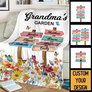 Grandma's Garden (Version 2) - Personalized Blanket - Best Gift For Grandma - Giftago