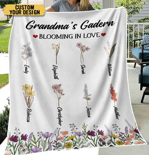 Birth Flower - Grandma's Garden - Personalized Blanket - Best Gift For Grandma - Giftago