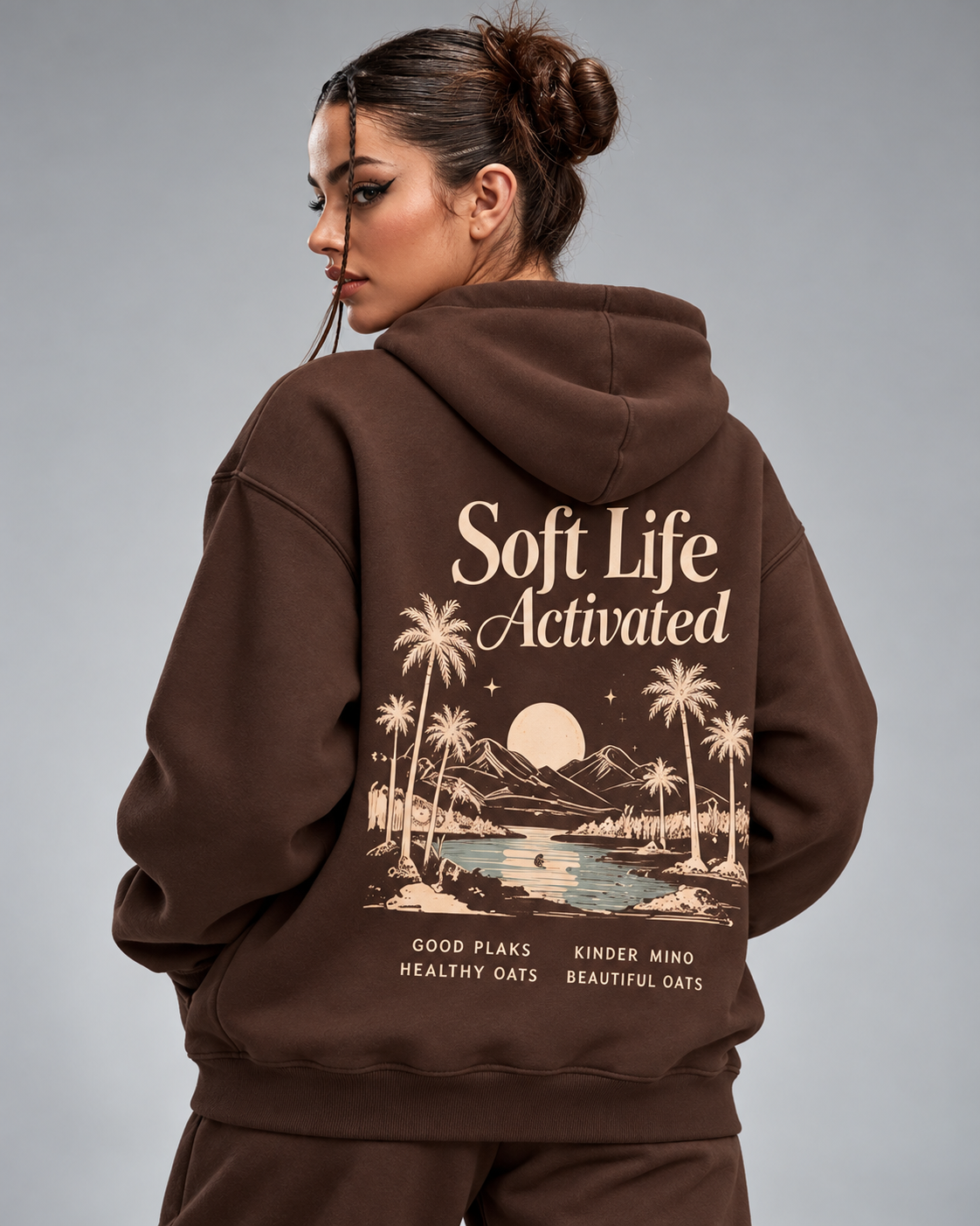 Soft Life Activated – Cocoa Sunset Oversized Hoodie