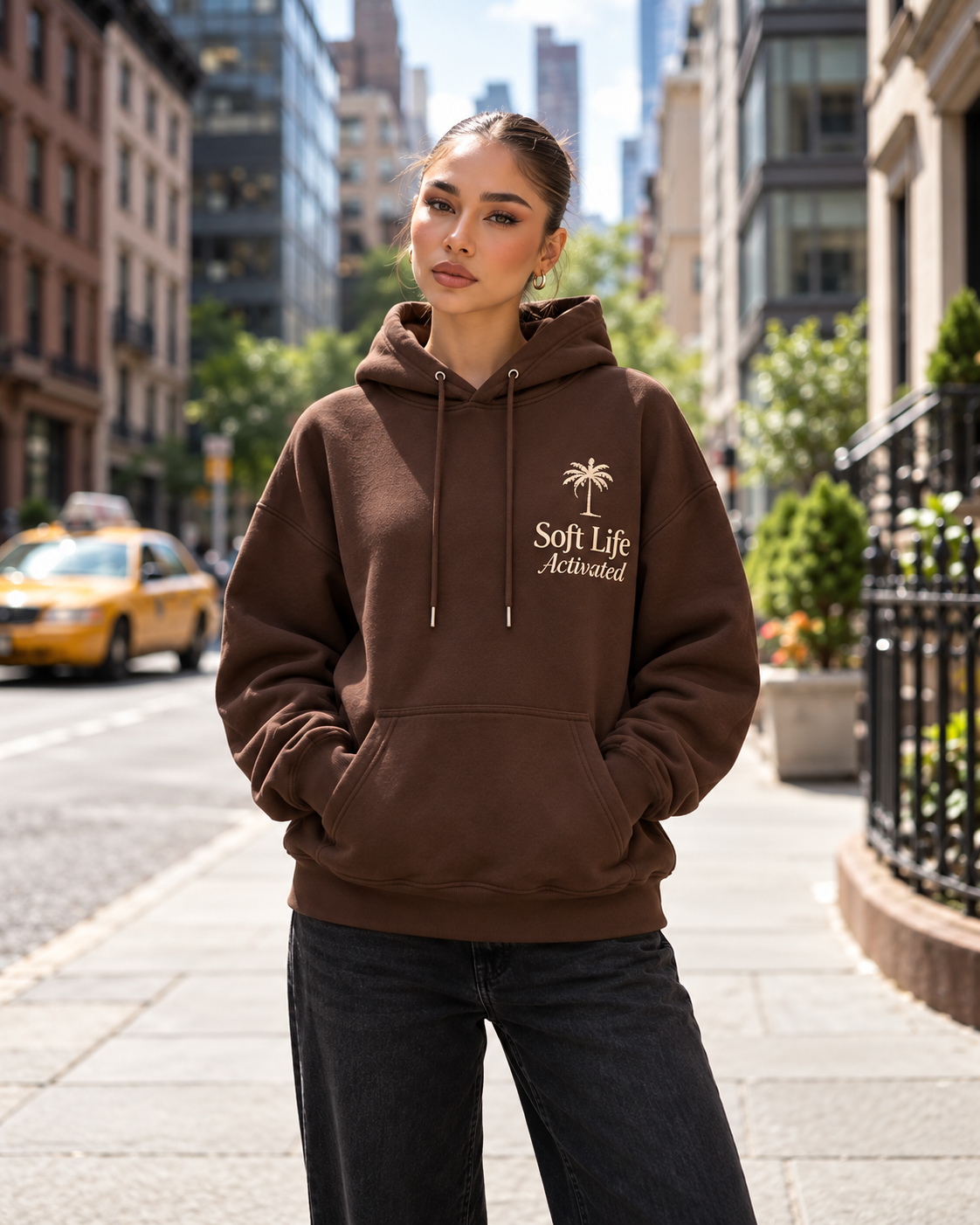 Soft Life Activated – Cocoa Sunset Oversized Hoodie