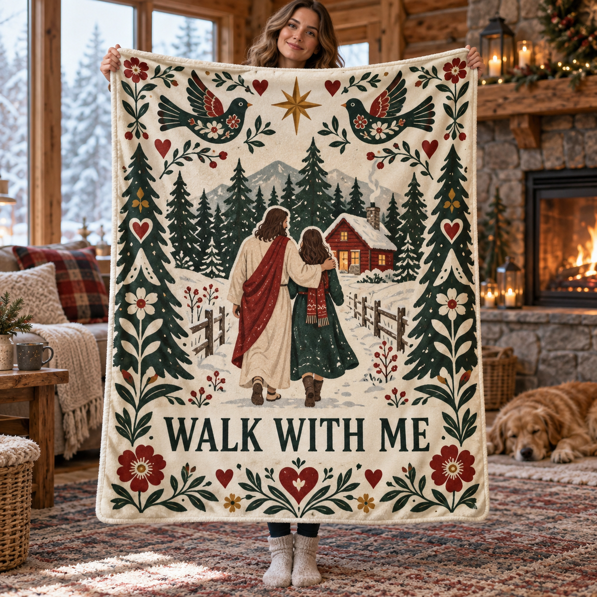 Walk With Me – Nordic Christmas Jesus Christian Blanket
