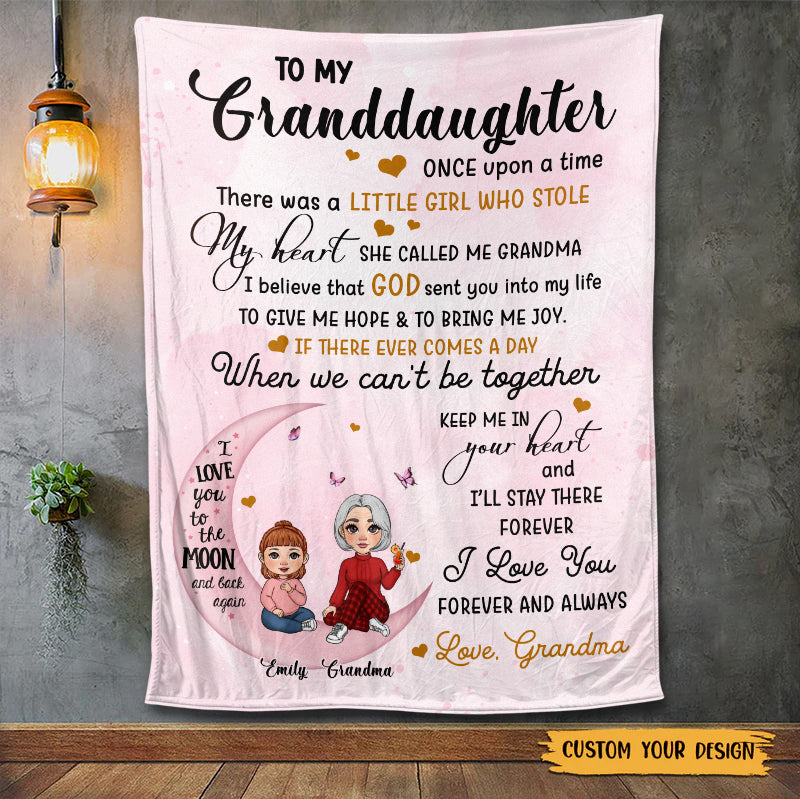 To My Grandkid Love You To The Moon And Back - Personalized Blanket - Best Gift For Christmas, For Family - Giftago