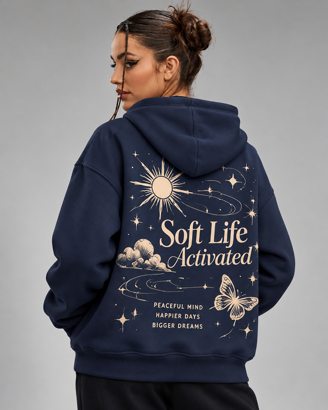 Soft Life Activated – Midnight Magic Oversized Hoodie