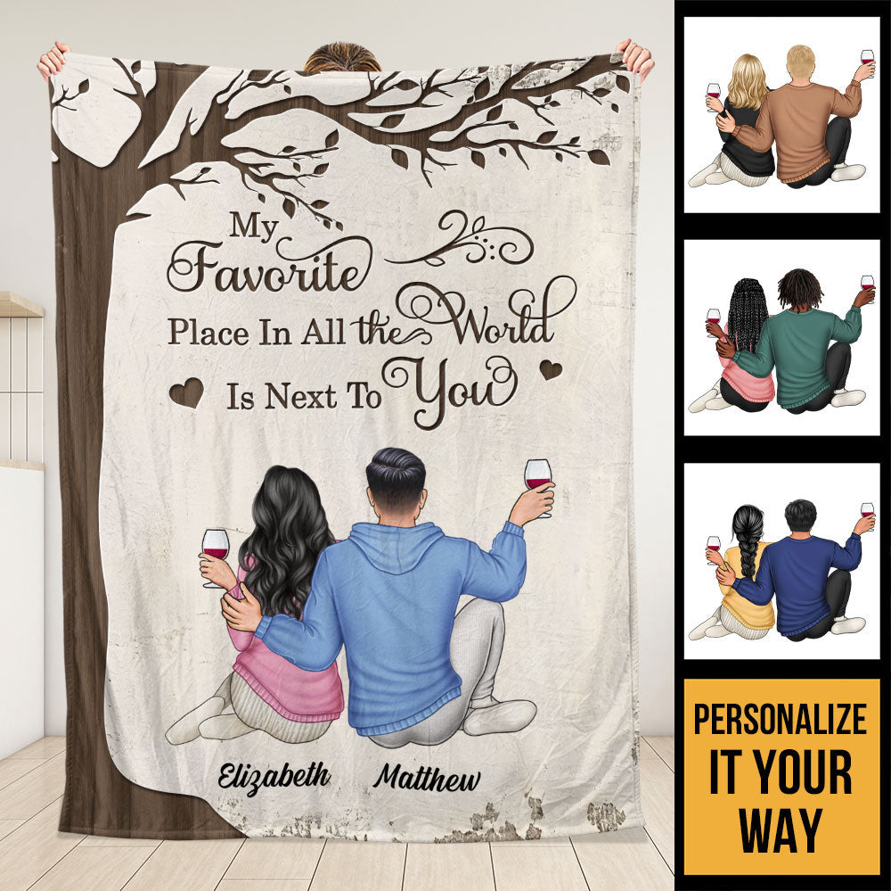 My Favourite Place In All The World Is Next To You Blanket - Couple Blanket - Valentine Gift