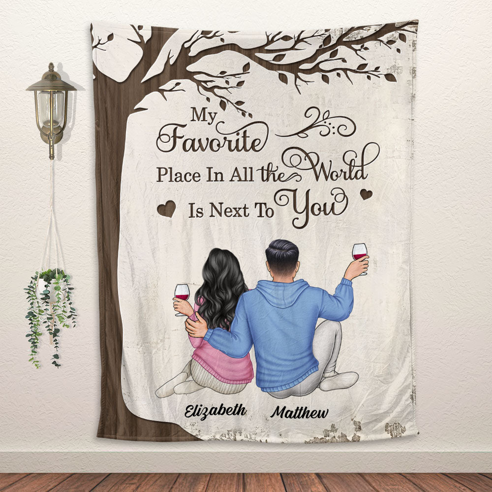 My Favourite Place In All The World Is Next To You Blanket - Couple Blanket - Valentine Gift