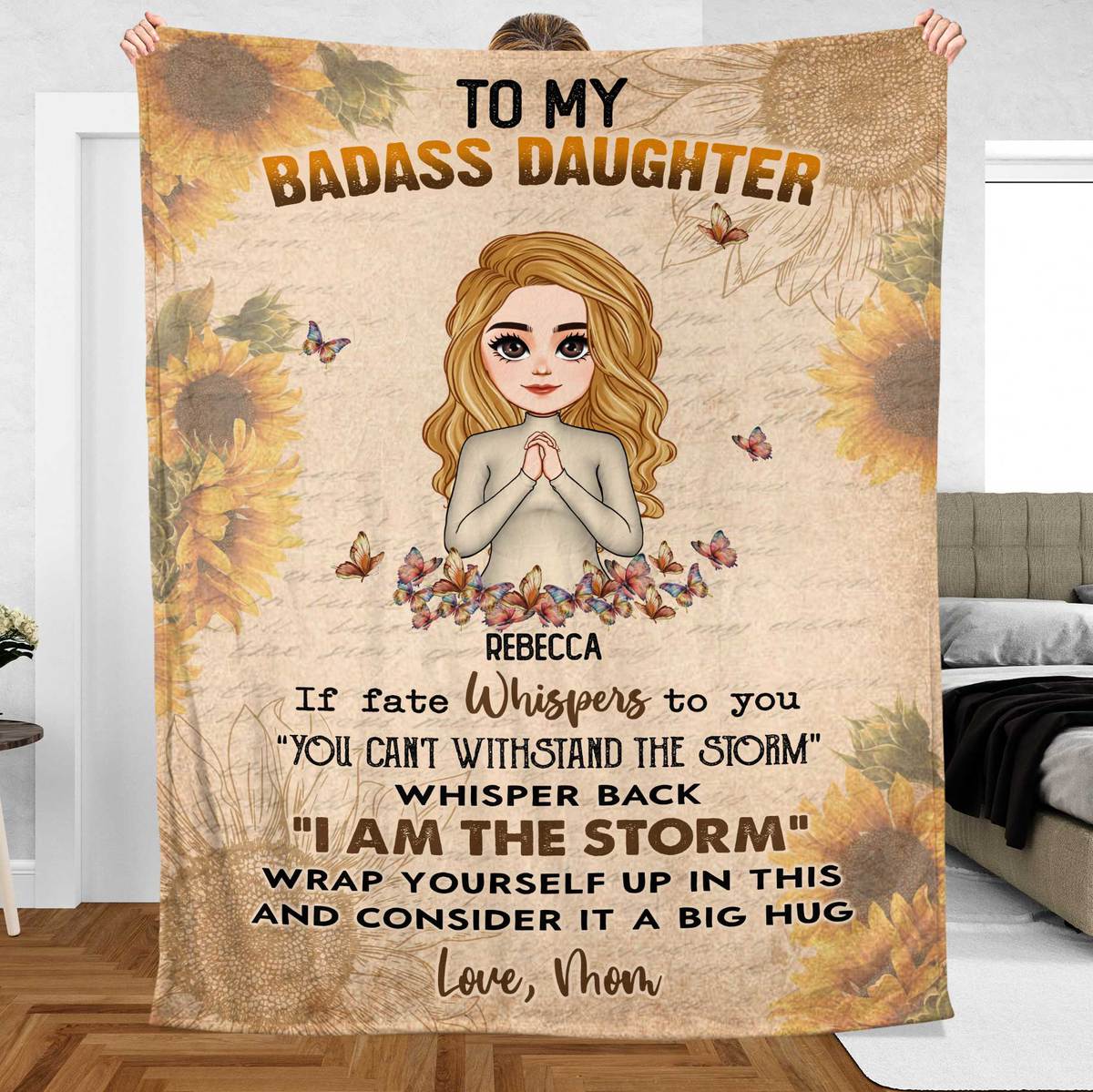 To My Badass Daughter/ Granddaughter - Personalized Blanket - Best Gift For Christmas, For Family - Giftago