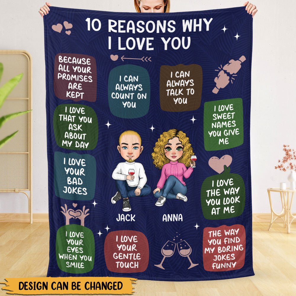 10 Reasons Why I Love You For Couple - Personalized Blanket - Thoughtful Gift For Birthday - Giftago