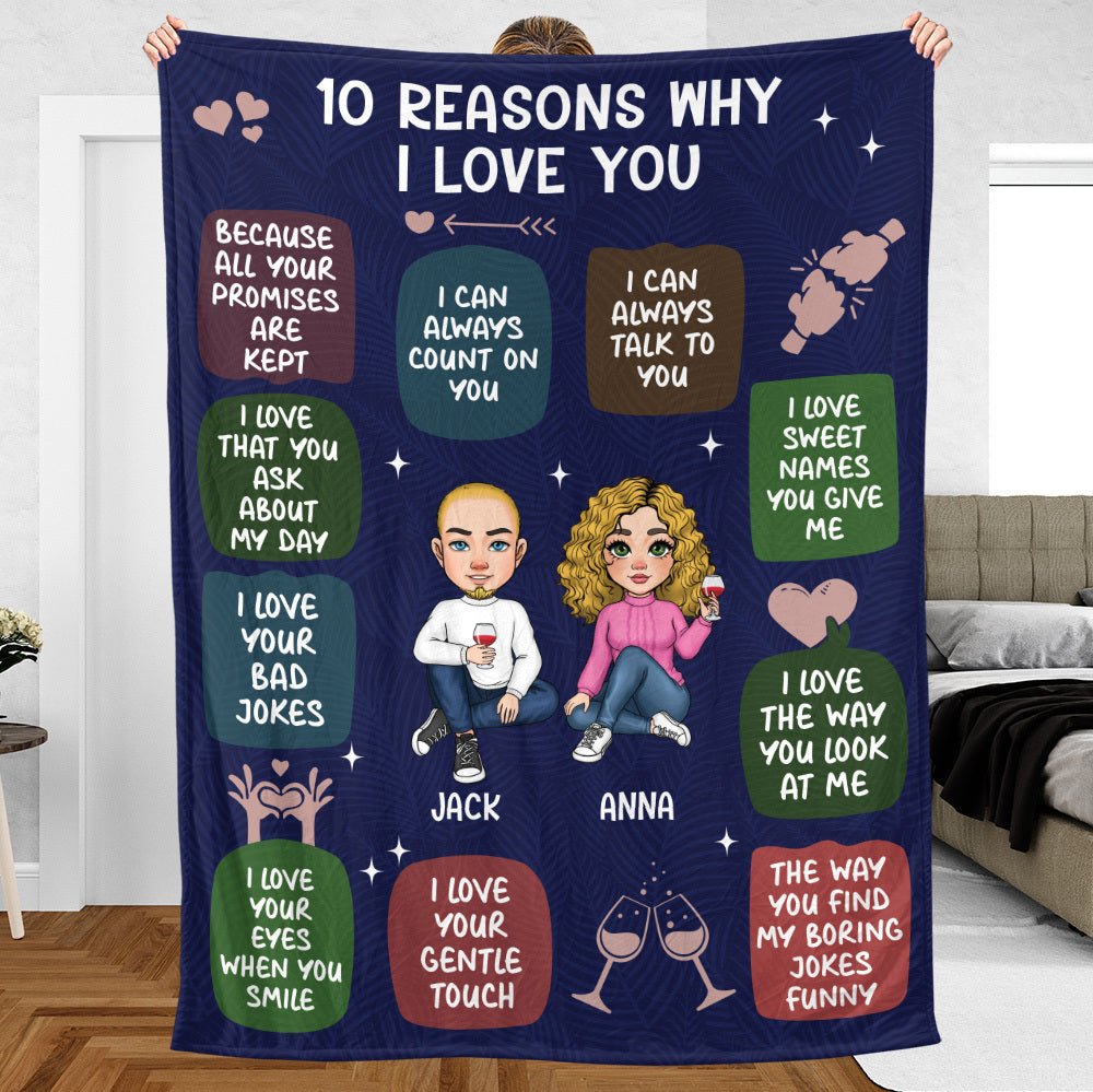 10 Reasons Why I Love You For Couple - Personalized Blanket - Thoughtful Gift For Birthday - Giftago
