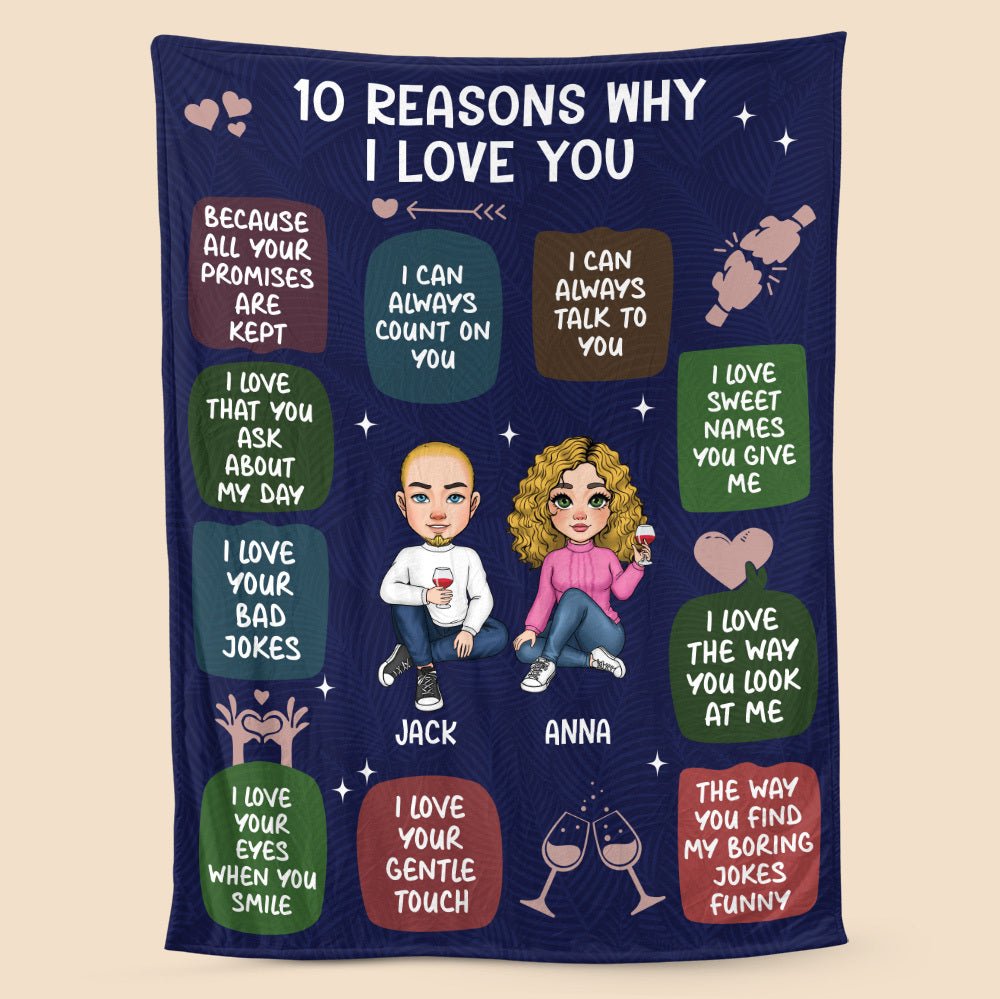 10 Reasons Why I Love You For Couple - Personalized Blanket - Thoughtful Gift For Birthday - Giftago