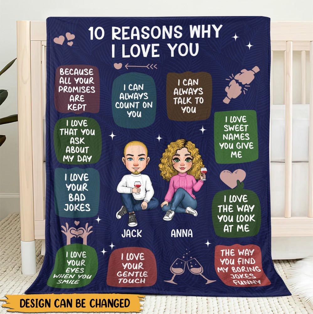 10 Reasons Why I Love You For Couple - Personalized Blanket - Thoughtful Gift For Birthday - Giftago