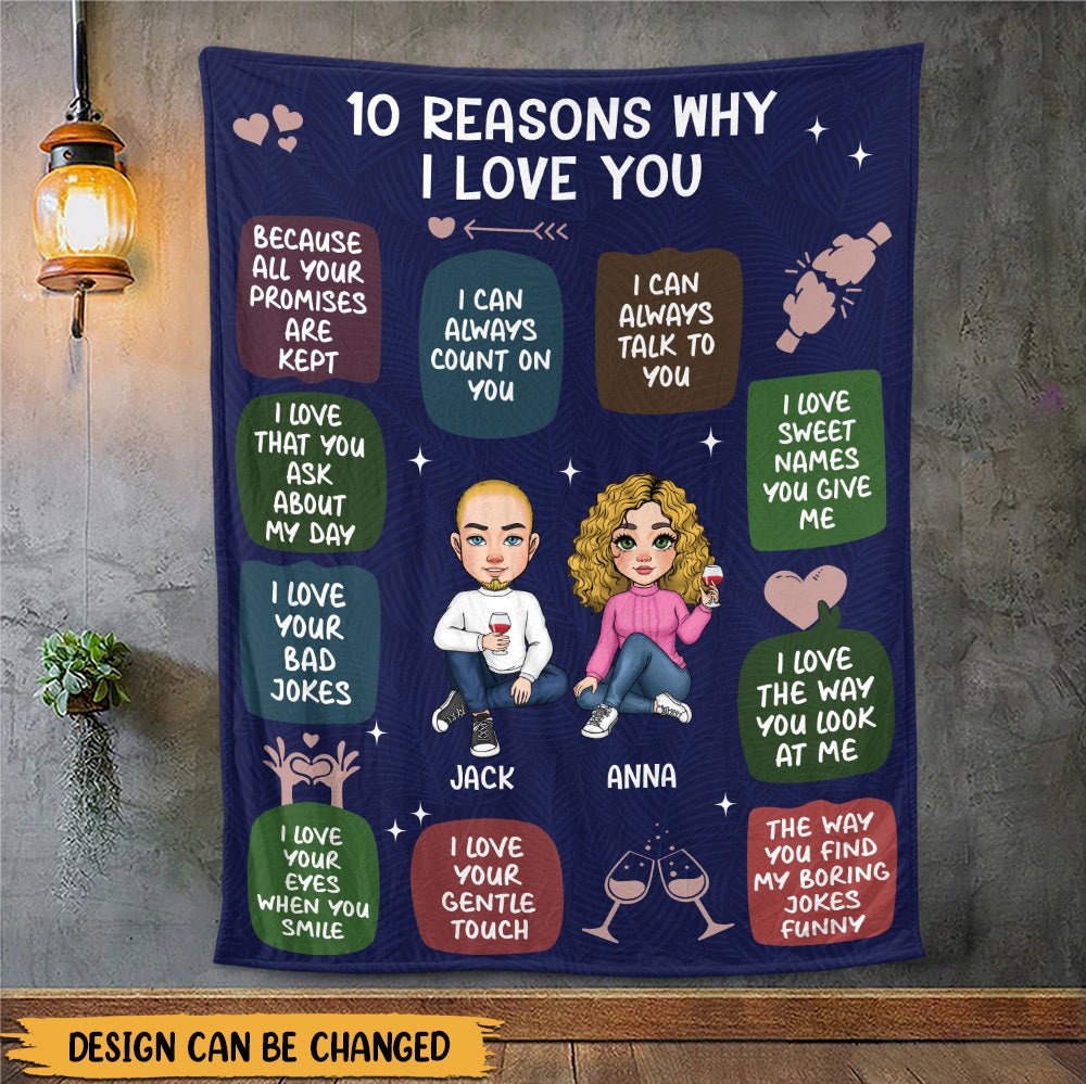 10 Reasons Why I Love You For Couple - Personalized Blanket - Thoughtful Gift For Birthday - Giftago