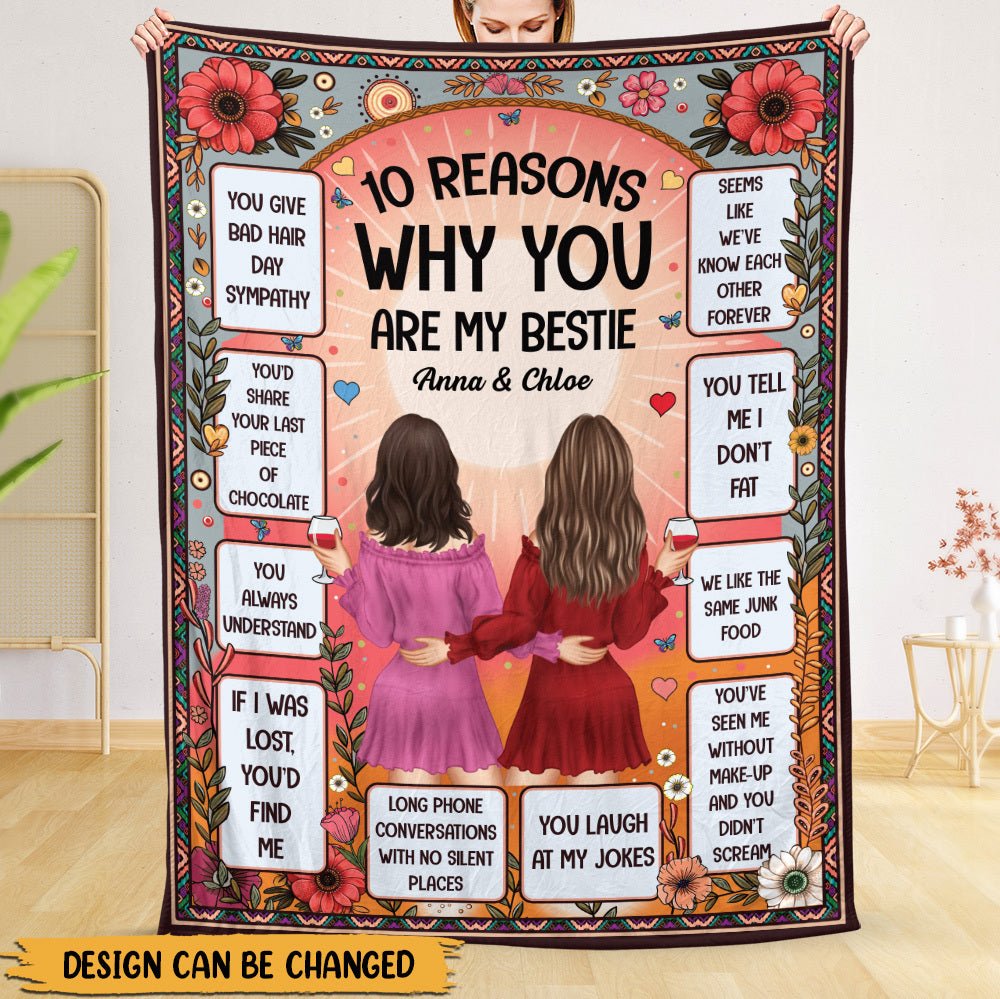 10 Reasons Why You Are My Bestie - Personalized Blanket - Meaningful Gift For Birthday - Giftago