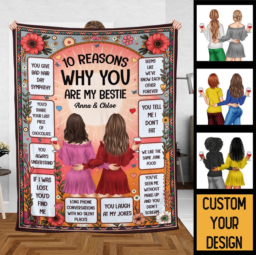10 Reasons Why You Are My Bestie - Personalized Blanket - Meaningful Gift For Birthday - Giftago