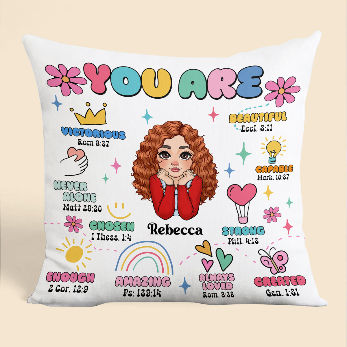 You Are Beautiful Cute Flower - Personalized Pillow - Best Gift For Mother, Daughter, Sister, Friend, Wife - Giftago