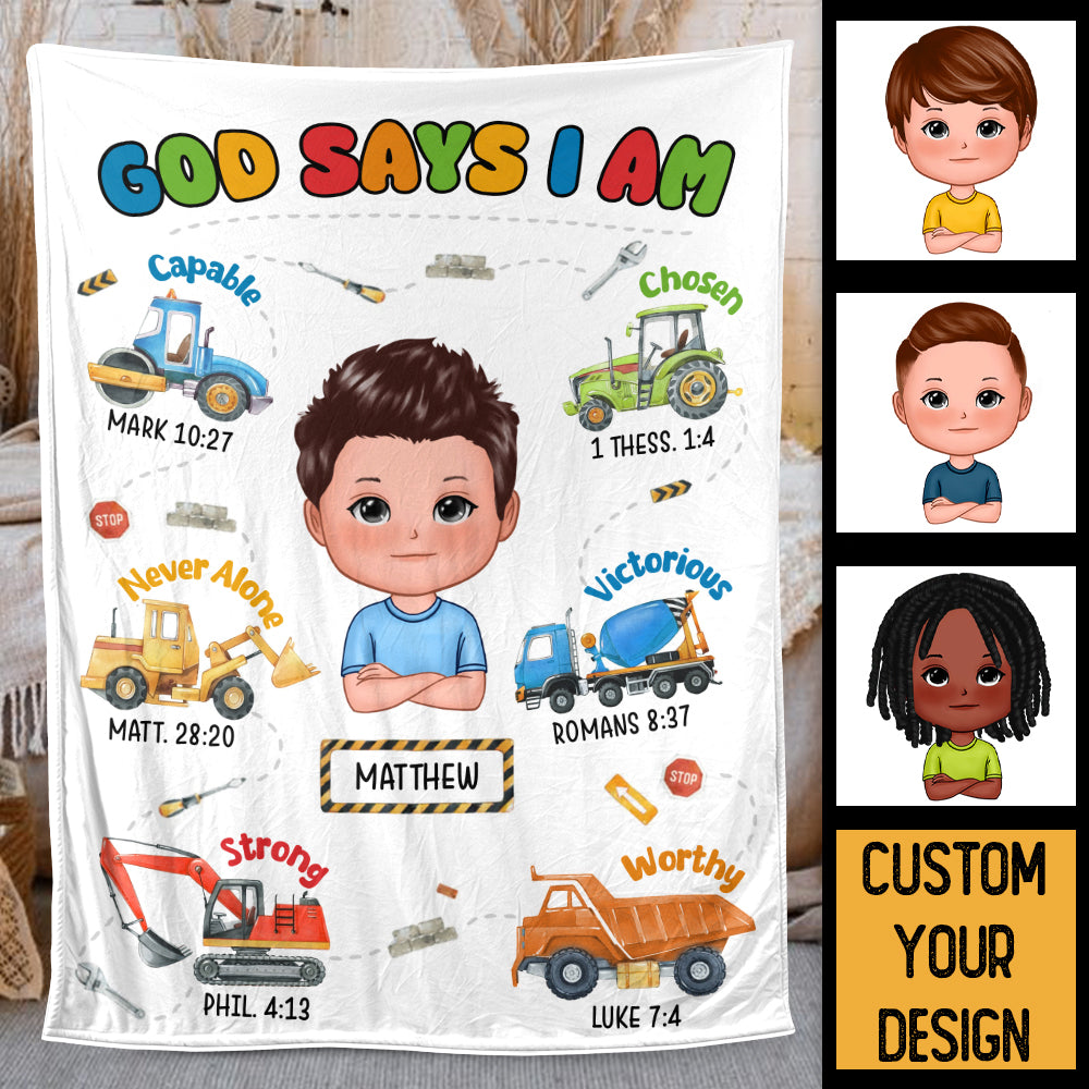 God Says I Am for Kid (Version 3) - Personalized Blanket - Best Gift For Birthday, For Kid - Giftago