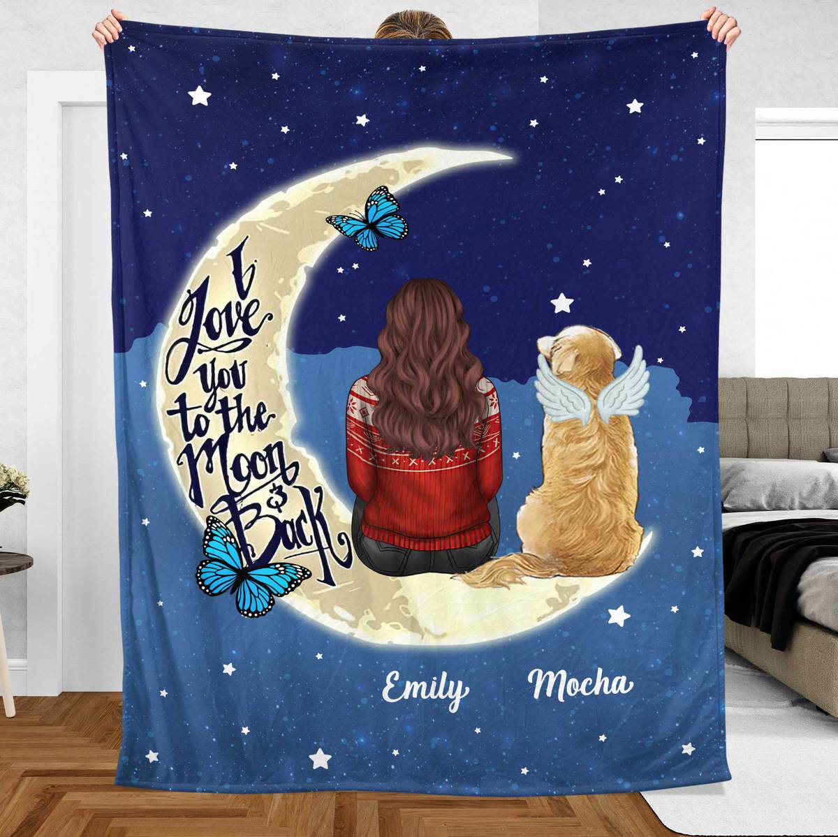 I Love You To The Moon And Back - Personalized Blanket - Best Gift For Pet Lovers, For Christmas - Giftago