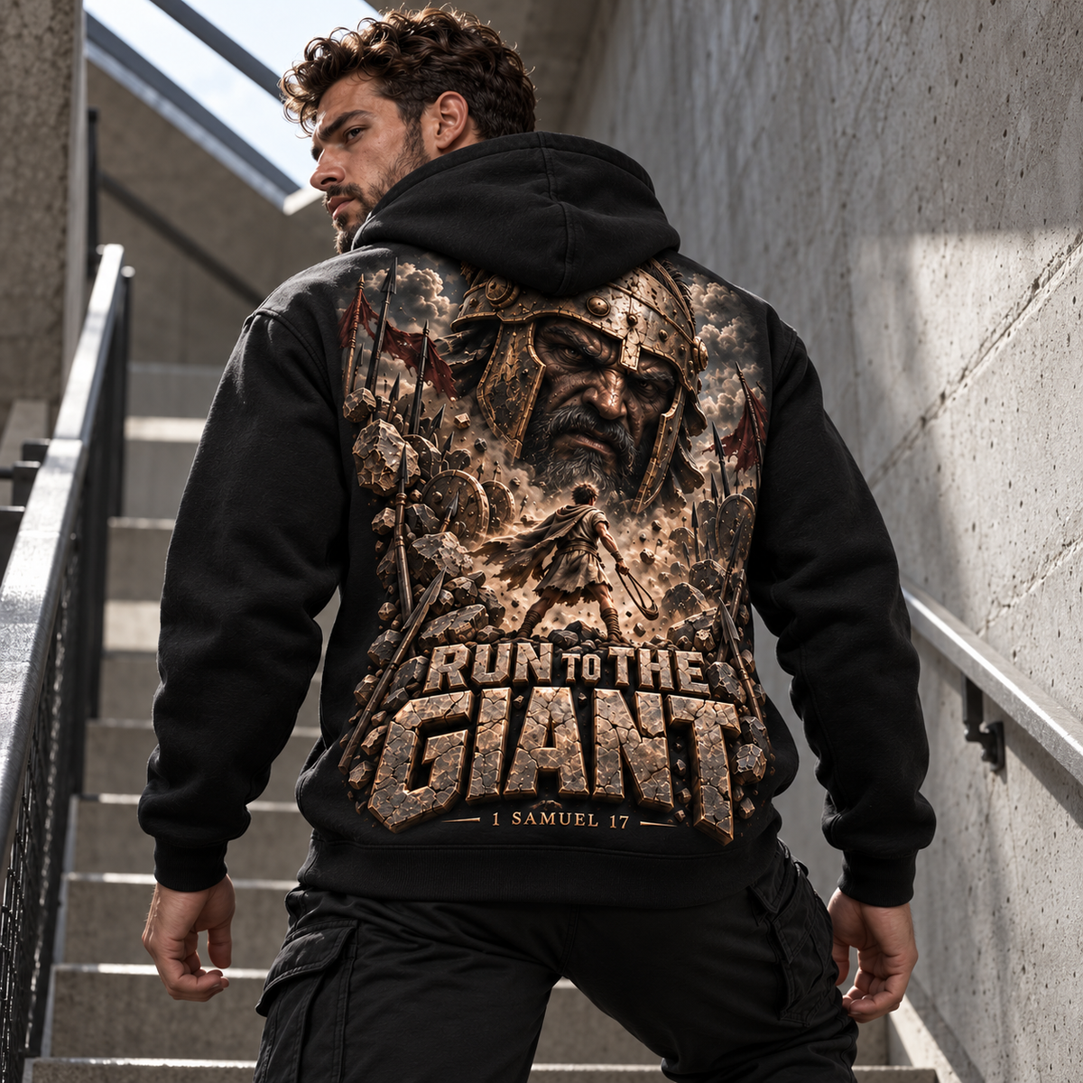 Run to the Giant – Face the Giant Christian Hoodie