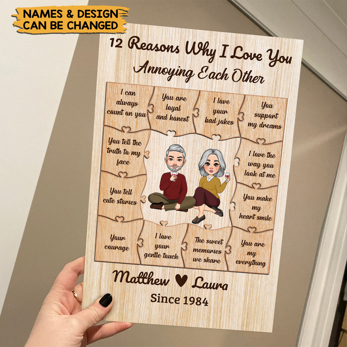 12 Reasons Why I Love You - Personalized Acrylic Plaque - Best Gift For Valentine, For Couple - Giftago