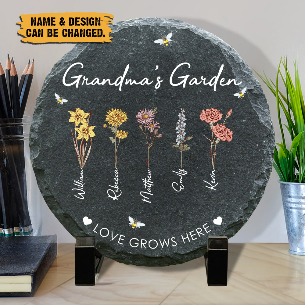 Grandma's Garden - Personalized Round GardenStone - Best Gift For Family, For Grandma - Giftago