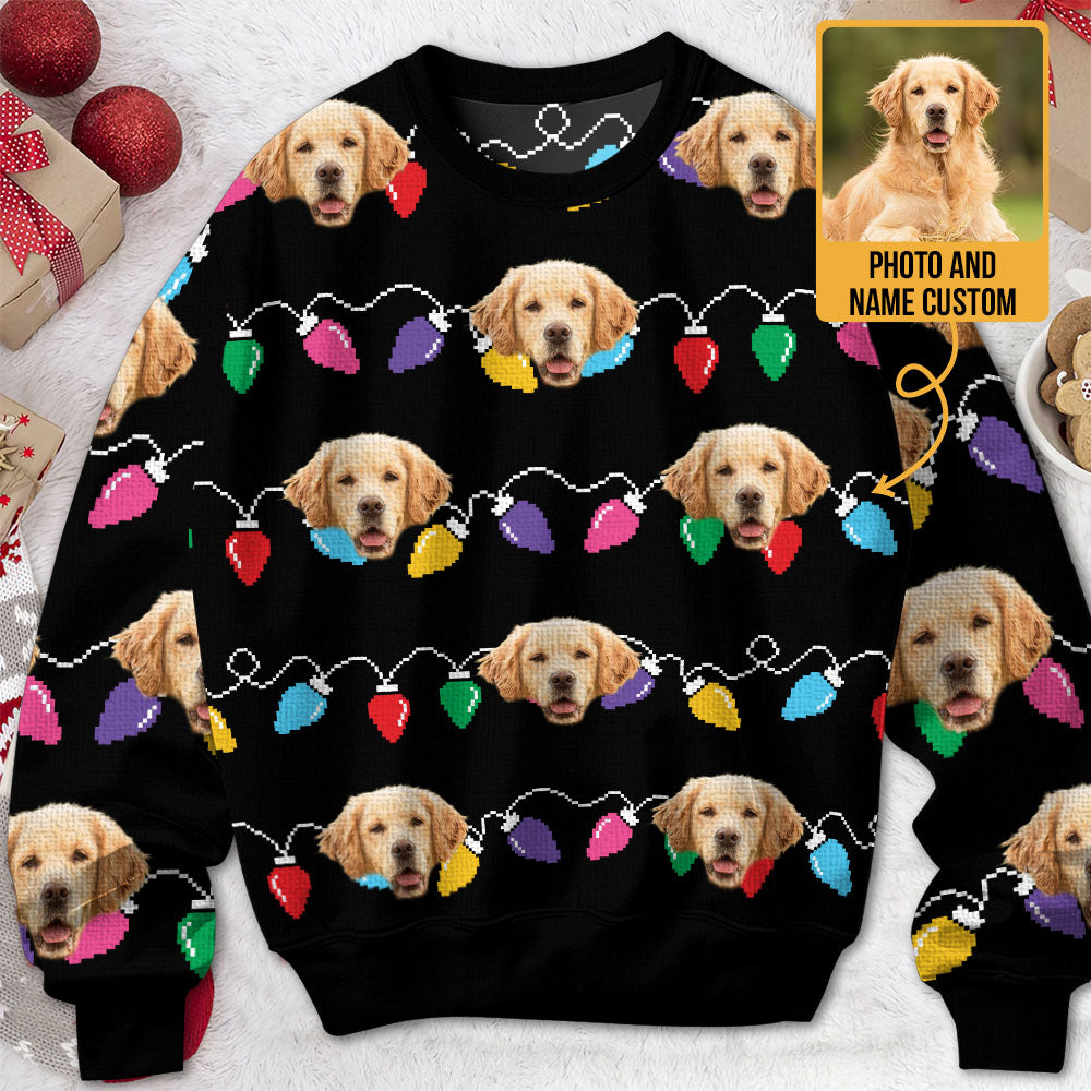 Custom Dog/Cat Face Silly Xmas Leds - Personalized Ugly Sweater