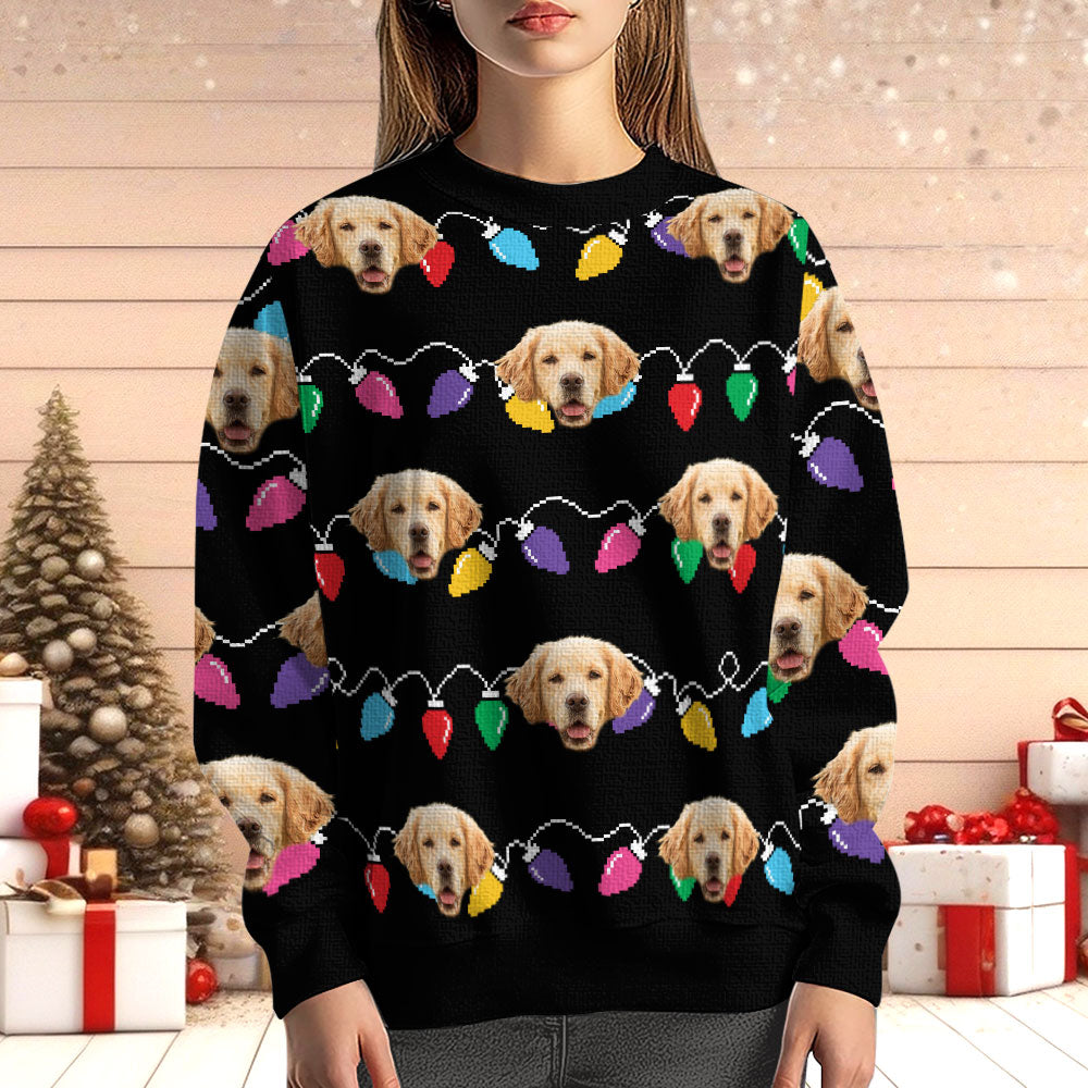 Custom Dog/Cat Face Silly Xmas Leds - Personalized Ugly Sweater