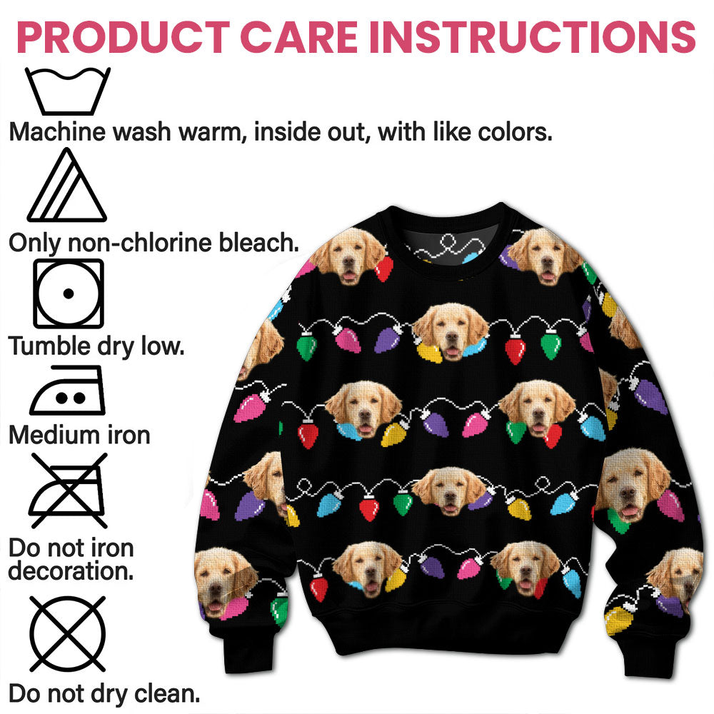 Custom Dog/Cat Face Silly Xmas Leds - Personalized Ugly Sweater