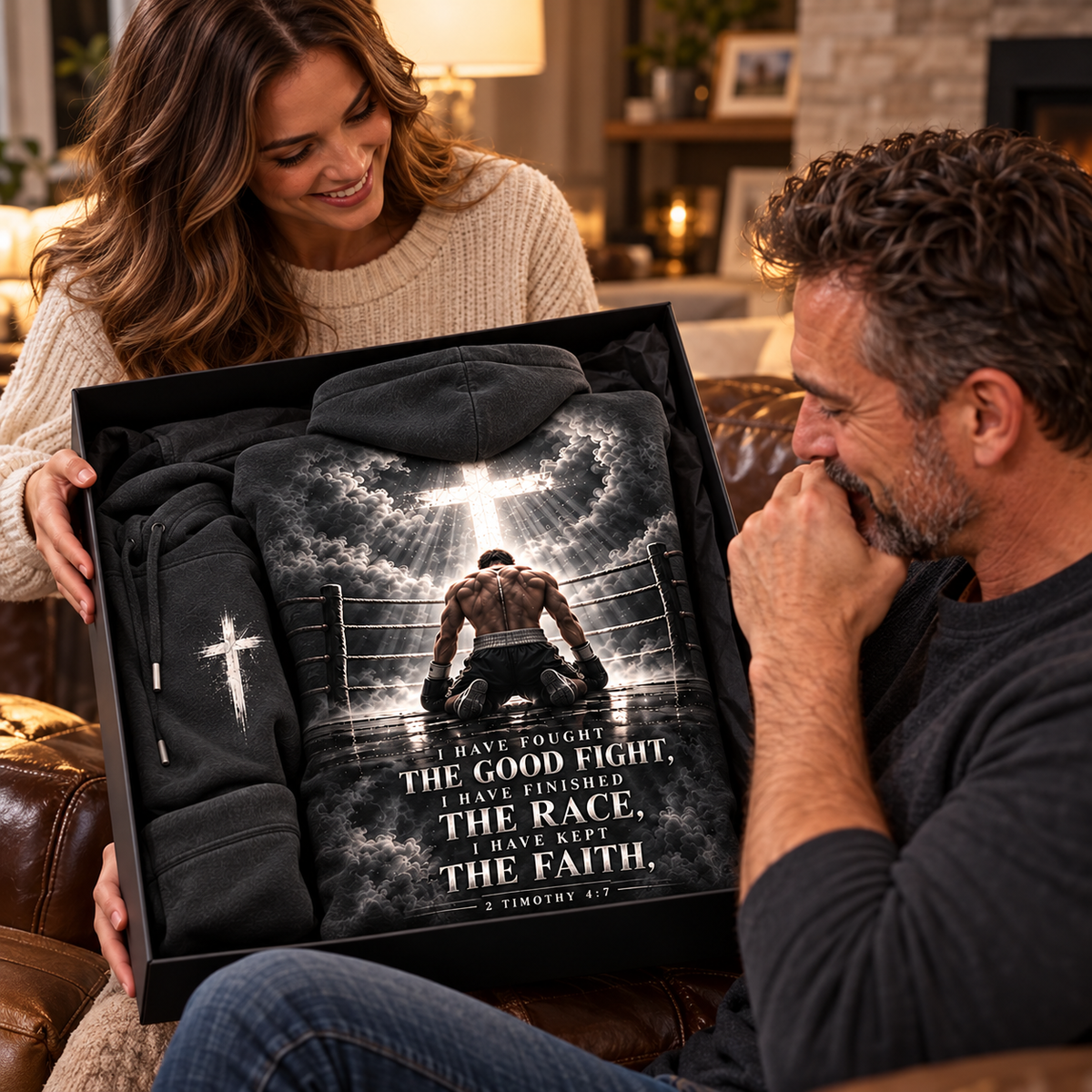 Fight the Good Fight – Kept the Faith Charcoal Christian Hoodie