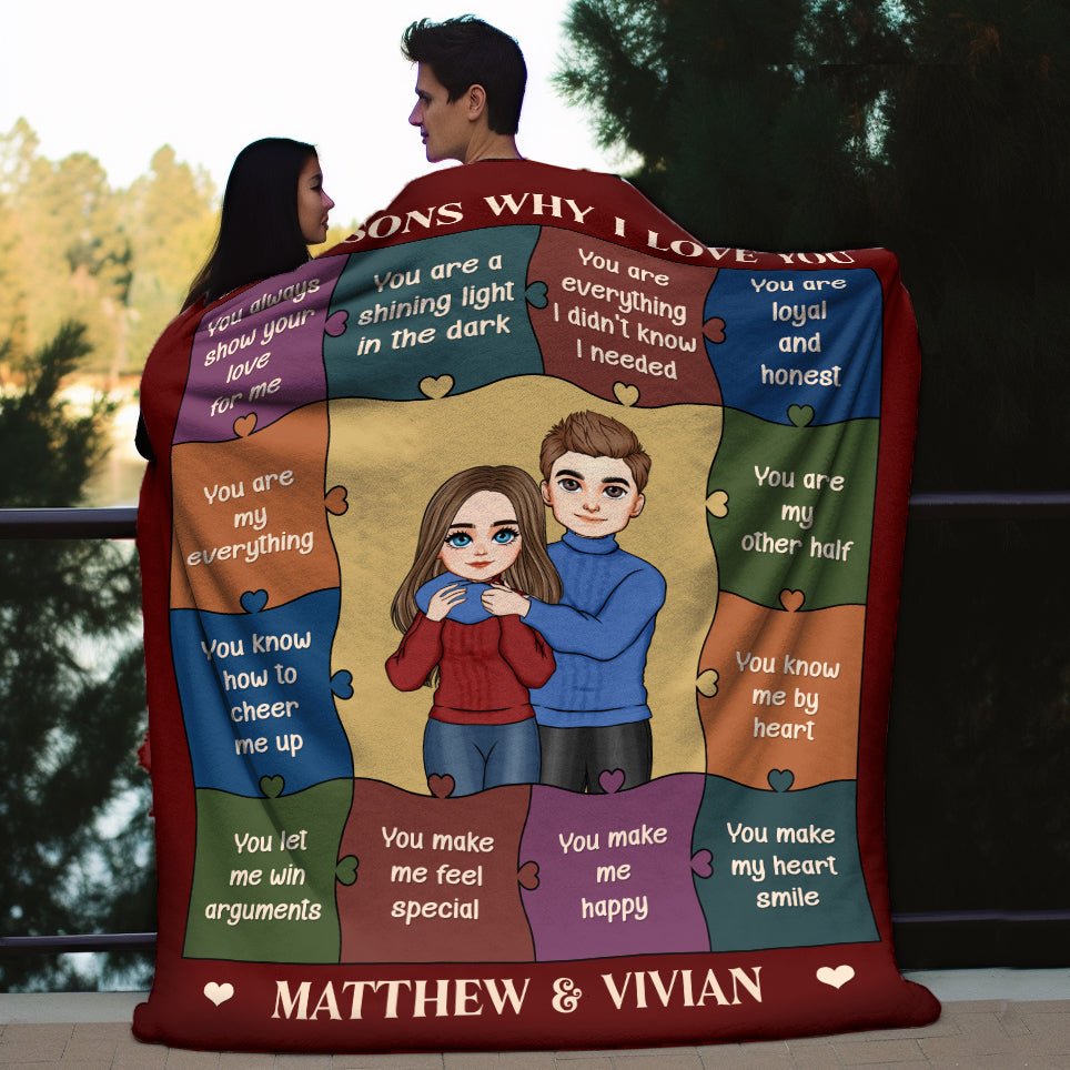 12 Reasons Why I Love You - Personalized Blanket - Meaningful Gift For Valentine, For Couple - Giftago